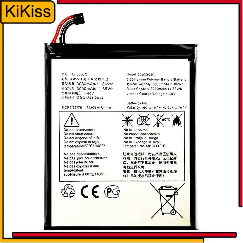 

TLP030JC 3080Mah Fast Charging For Alcatel One Touch A3 XL 9008 9008X 9008D Mobile Phone Battery Long-Lasting