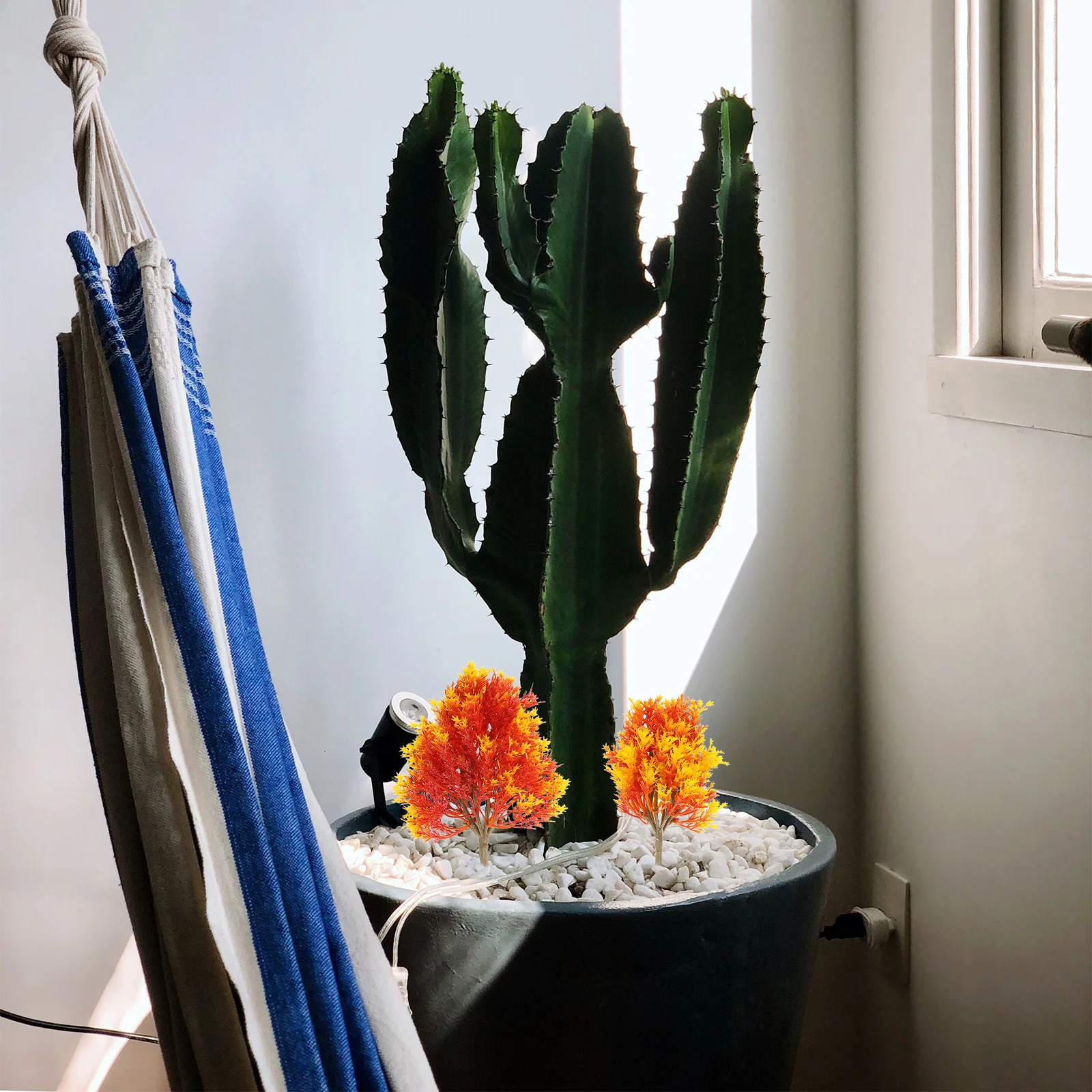 

4 pcs Plastic Maple Set 19Cm 15Cm 13Cm 10Cm Bright Orange Landscape Accessories For Diorama Sand Table Building Mini Garden