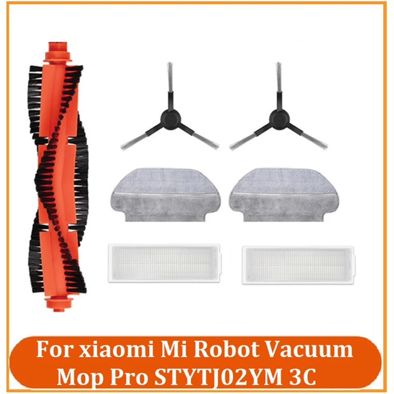 7PCS Main Side Brush Mop Cloths Hepa Filter Accessories For Xiaomi Mi Robot Vacuum-Mop Pro STYTJ02YM 3C Vacuum Cleaner