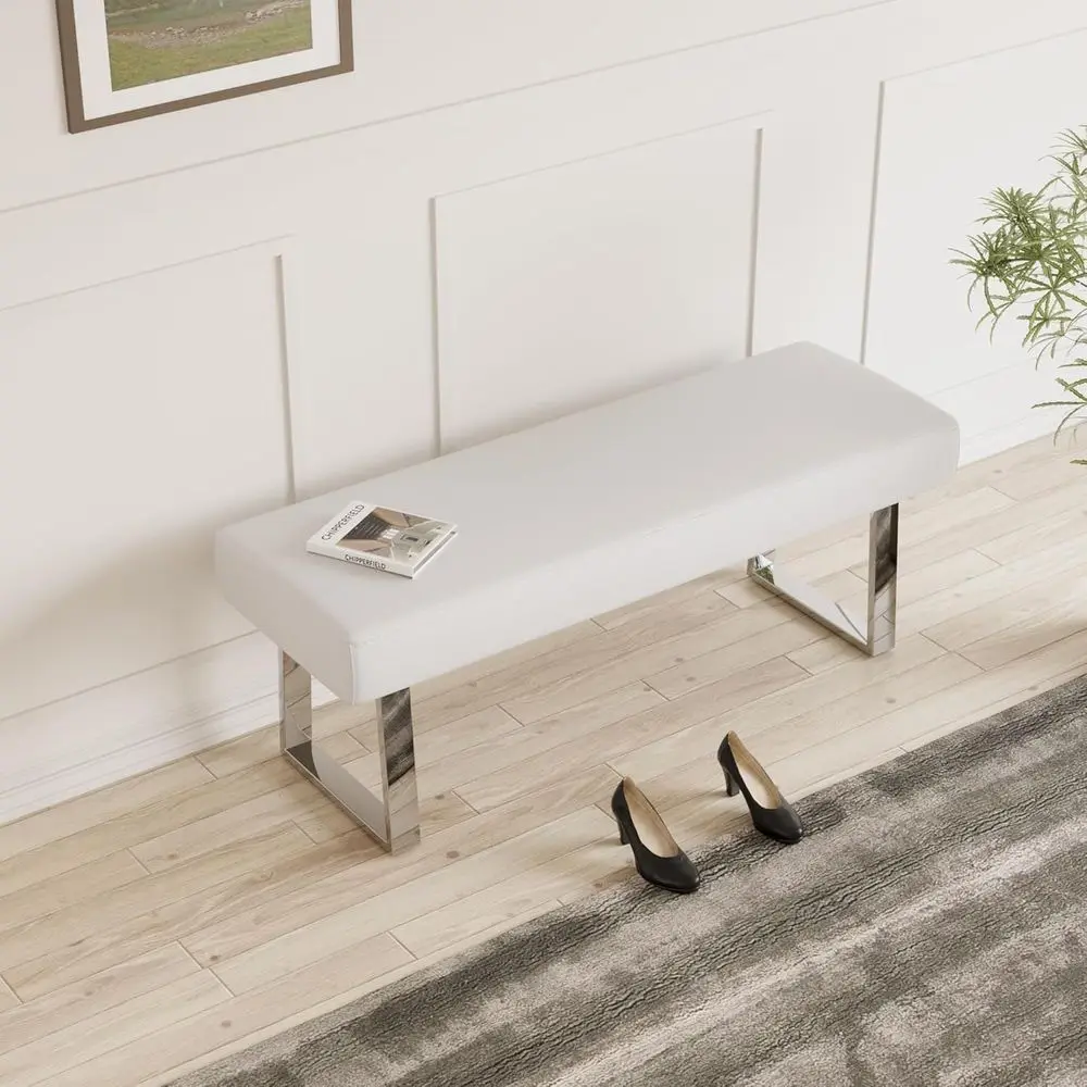 

Upholstered Bedroom Bench with Metal Legs - Perfect for Small Spaces, Entryways, Dining, Kitchen, and Living Rooms