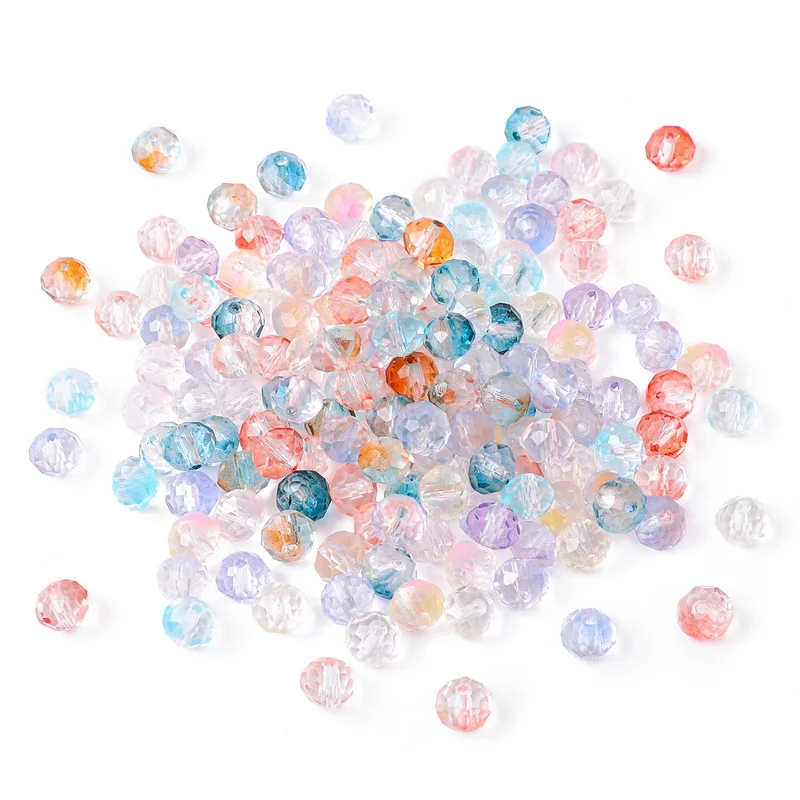 8x7mm facettierte transparente Glasperlen, lose Abstandshalterperlen für Schmuck, DIY-Armbänder, Halsketten, Ohrringe, Zubehör. – Detail 1