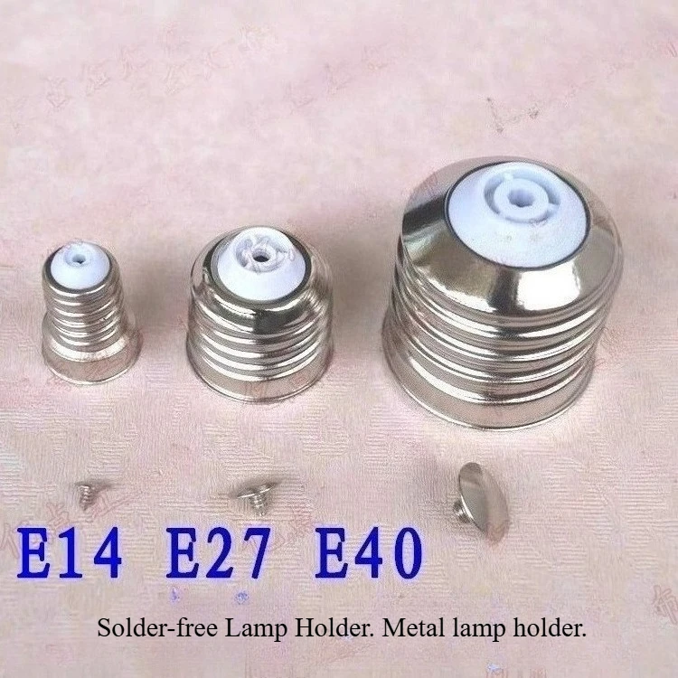 20PCS E27/E14/E40 LED Energy-saving Lamp DIY Accessories E27 Solder-free Metal Lamp Holder Iron Nickel-plated Metal Lamp Holder