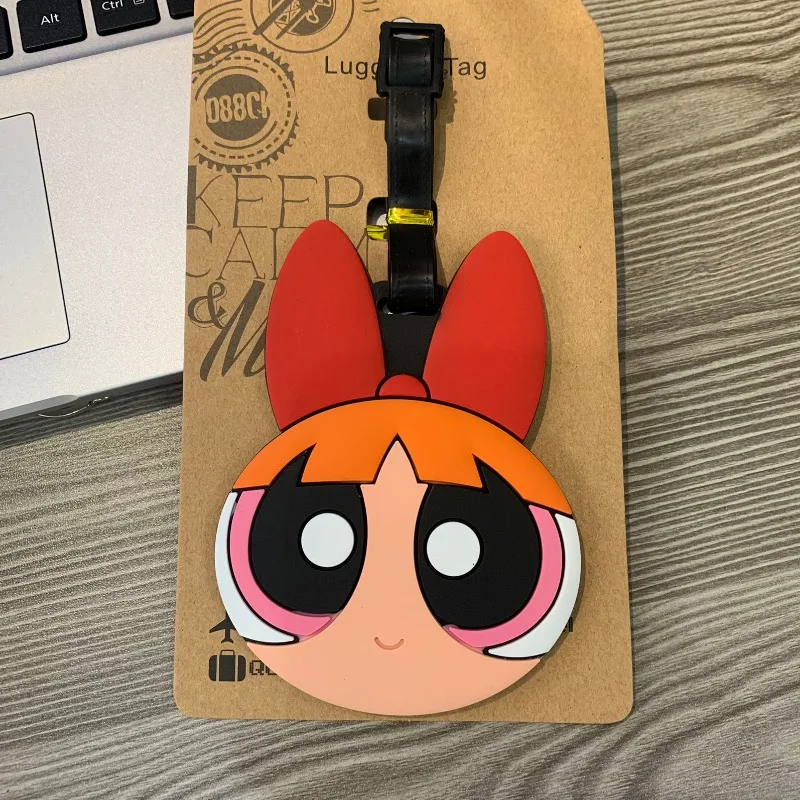 Powerpuff الفتيات الكرتون إكسسوارات السفر علامة الأمتعة هلام السيليكا حقيبة معرف Addres حامل الأمتعة الصعود العلامة المحمولة التسمية
