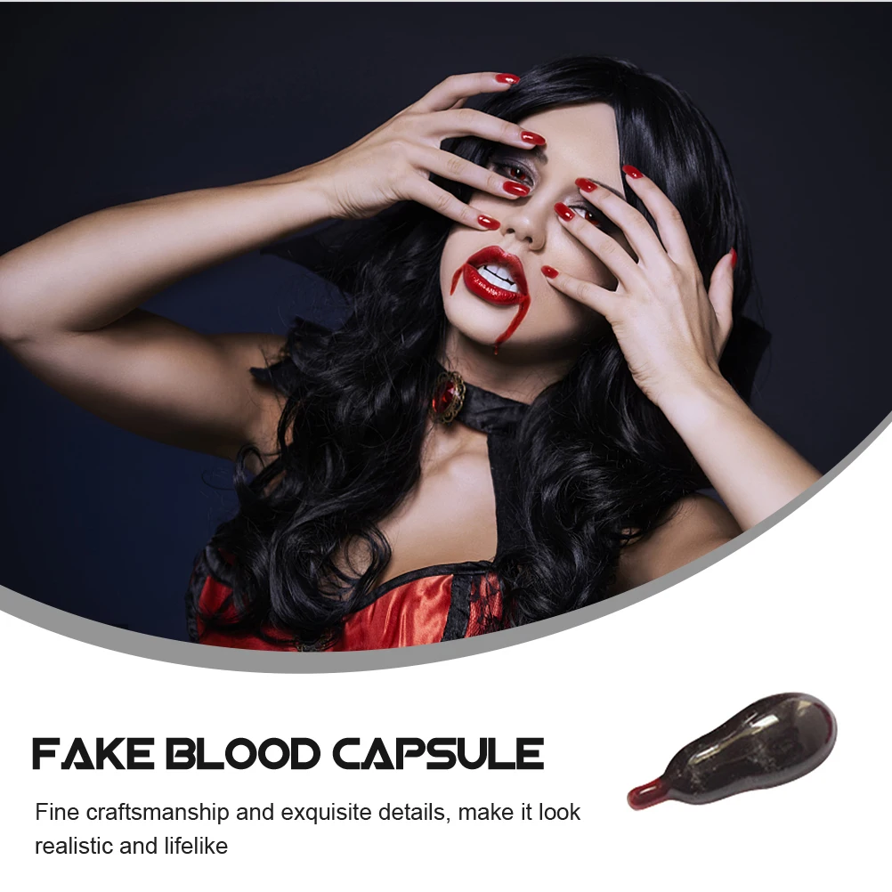 

20 Pcs Artificial Blood Pill Fake Body Parts Halloween Supplies Pouch Kit Mouth Capsules Costume