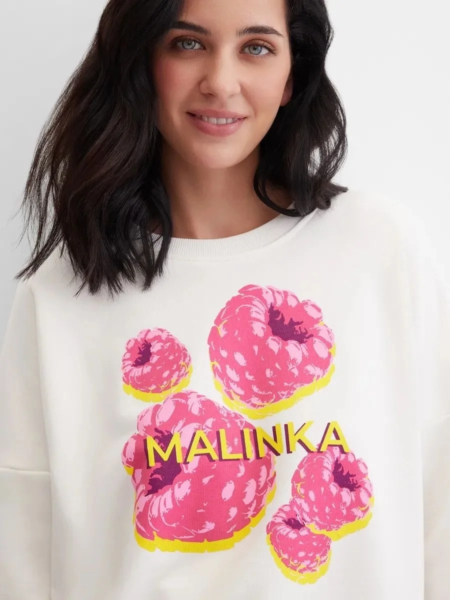 Faionable Casual Loose round Ne Long Sve Printed Sweatirt Top Women's Comfortable Breathable Streetwear Sle