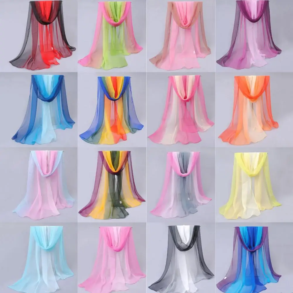 Soft Silk Scarf Beauty Skin-friendly Washable Women Chiffon Scarves  Scarf Practical