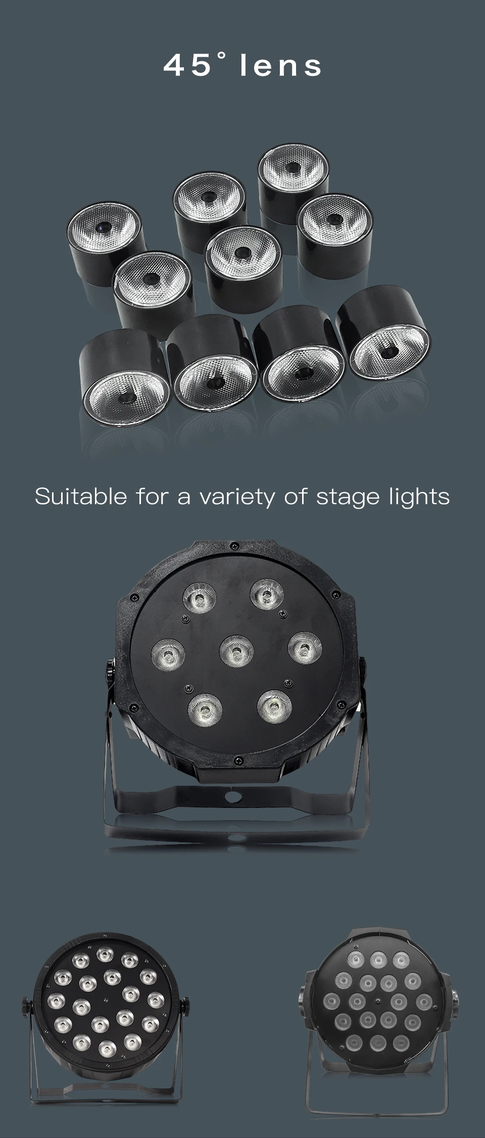 Led Par Licht Objektiv Mit Schwarz Unterstützung Verwenden Für 18x12w 7x12w 12x12w 36x10w Led Bühne Licht – Detail 3