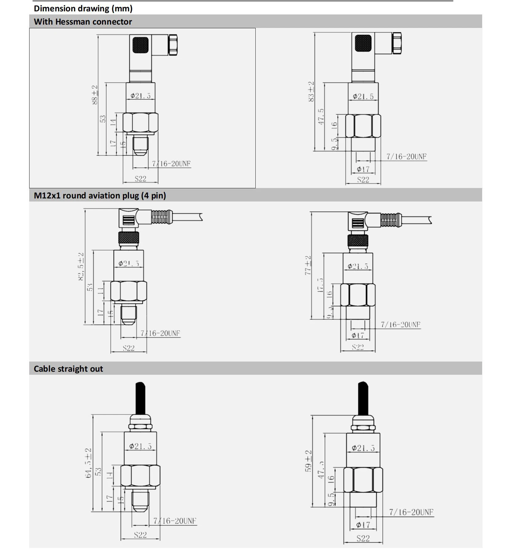 NT1102 Mini-Drucksensor, Messbereich -1 ~ 100 bar, für Luft und Wasser, 4-20mA Druckmessumformer und -transmitter – Detail 8