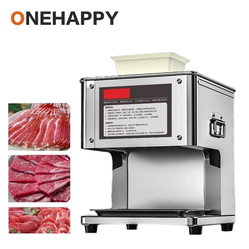 Commercial 430 Stainless Steel Fully Automatic Small Electric Meat Slicer for Dicing, Cubing, Slicing & Shredding Fresh Meat