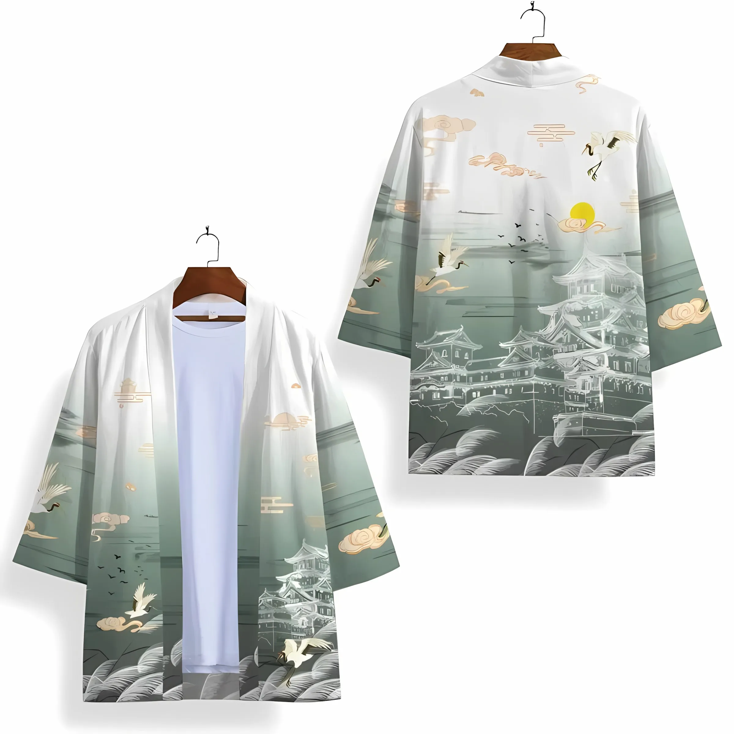 Quimono Masculino Novo de Verão 2026 com Estampa Floral 3D para Moda Casual de Rua Confortável, Macio e Respirável