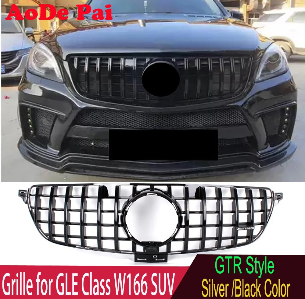 

W166 Grille GTR Style Frotn Bumper Mesh Hood Grill for Mercedes Benz GLE Class W166 SUV Wagon 2015-2018 GLE350 GLE500