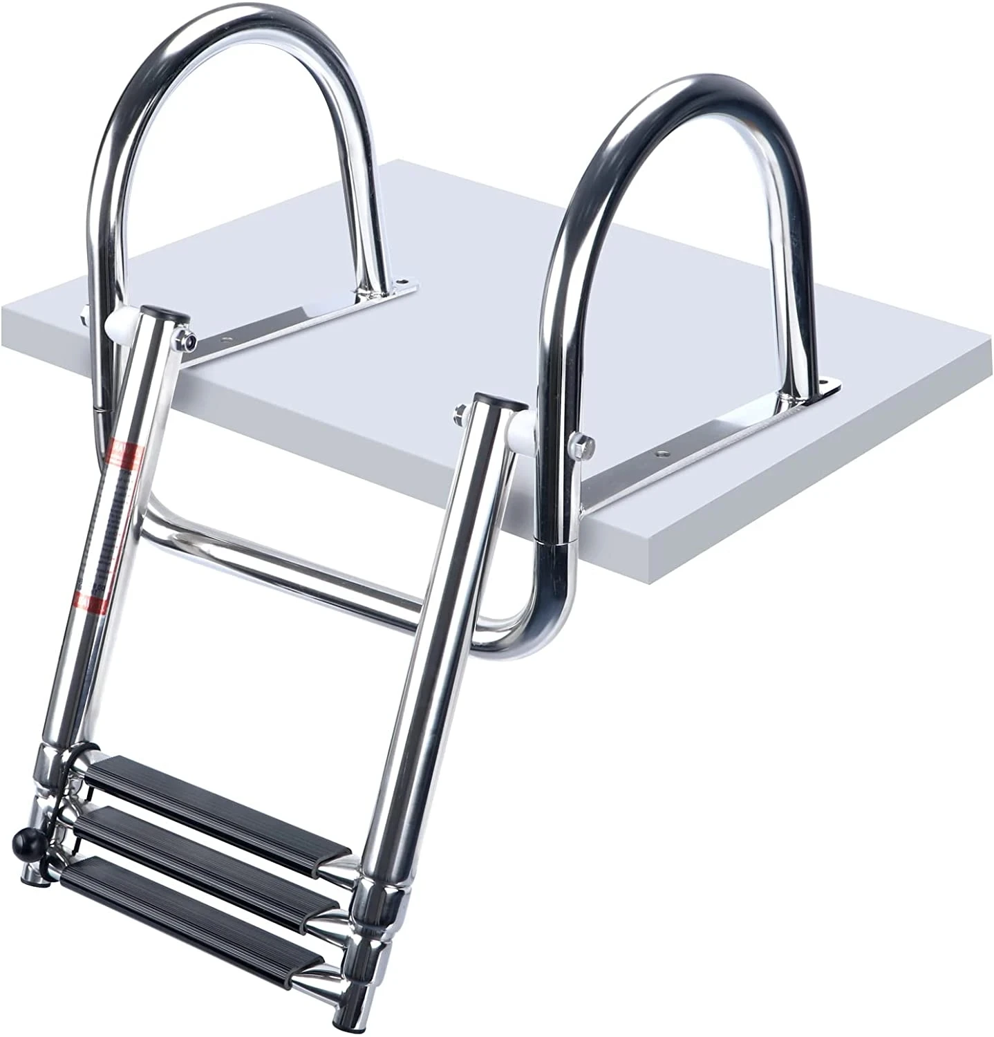 Boat Accessories 3 Step Stainless Steel Boat Boarding Telescoping Ladder Sliding Folding Swimming Launching Ladder