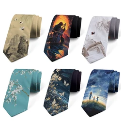 Fashion new cartoon oil painting accessories tie men and women general high-quality popular men's tie suit business wedding