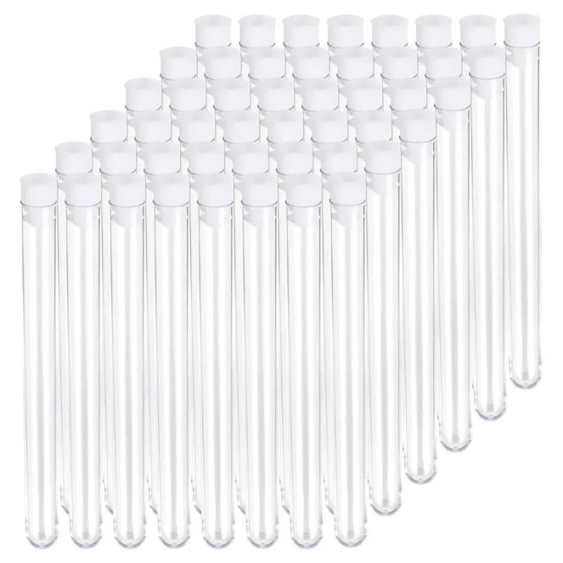 

100 Pieces/pack16x150mm Transparent Laboratory Transparent Plastic Test Tube Small Bottle, School Laboratory Supplies