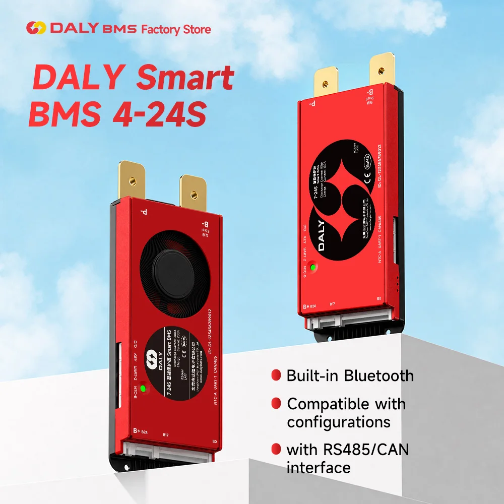 Daly Smart Lifepo4 BMS 16S 48V 8S 24V 4S 12V 13S 14S 17S 20S 24S150A 250A BT 485 CAN Li-Ion Battery Balance Current 100mA