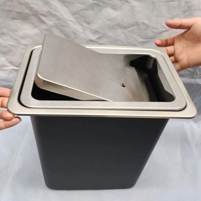 Household Trash Cans Kitchen Countertop Embedded Trash Can Flip Concealed Waste Bins Table Cleaning Supplies Kitchen Decoration