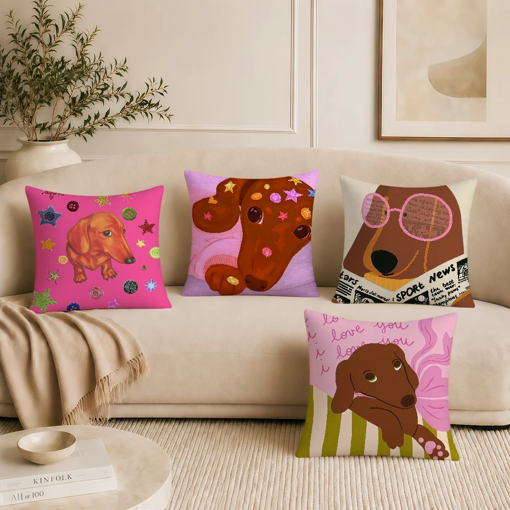 dachshund cute sausage dog cushion cover soft pillowcase Double Sided Sofa Home Living Room Decor bed hogar pillowcover gift