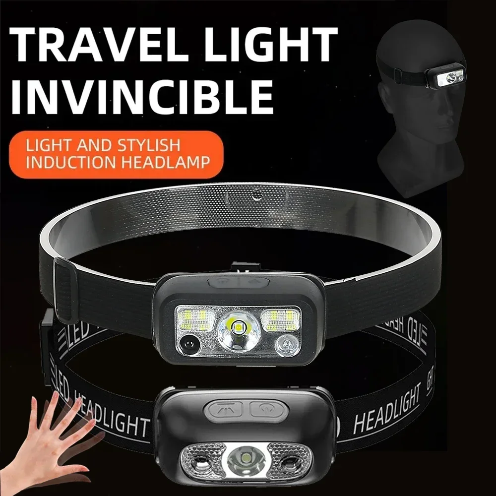 

Led HeadLamp Rechargeable Headlights Waterproof Red Light Head Torch Induction Head Flashlight for Fishing Camping Head Lamp