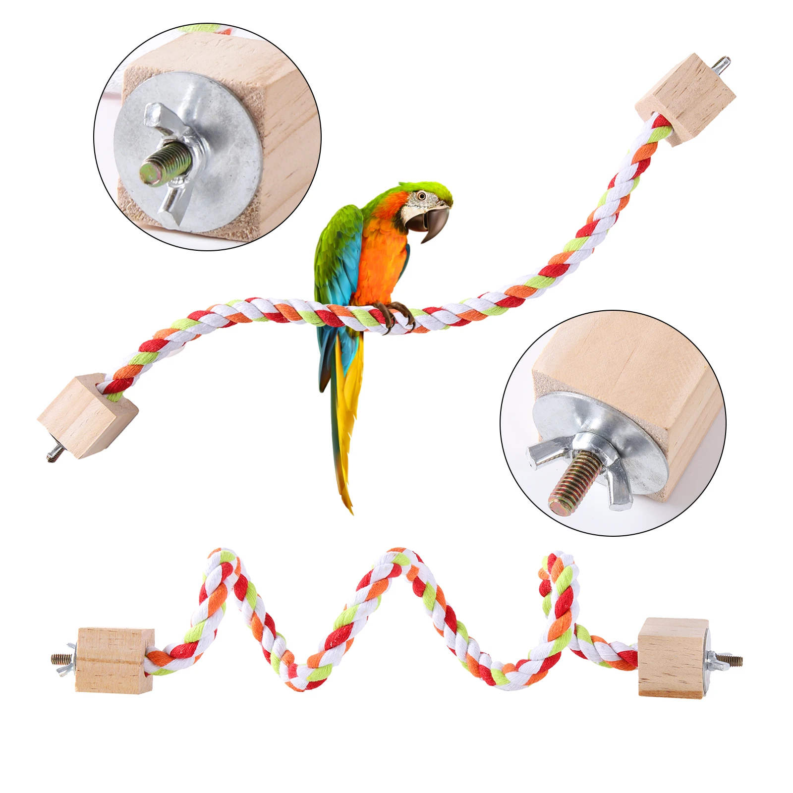 Cuerda para pájaros para mascotas, cuerda colgante para loros, cuerda de algodón colorida, juguete elástico para escalar, juguete para masticar, columpio para pájaros, juguete para mascotas