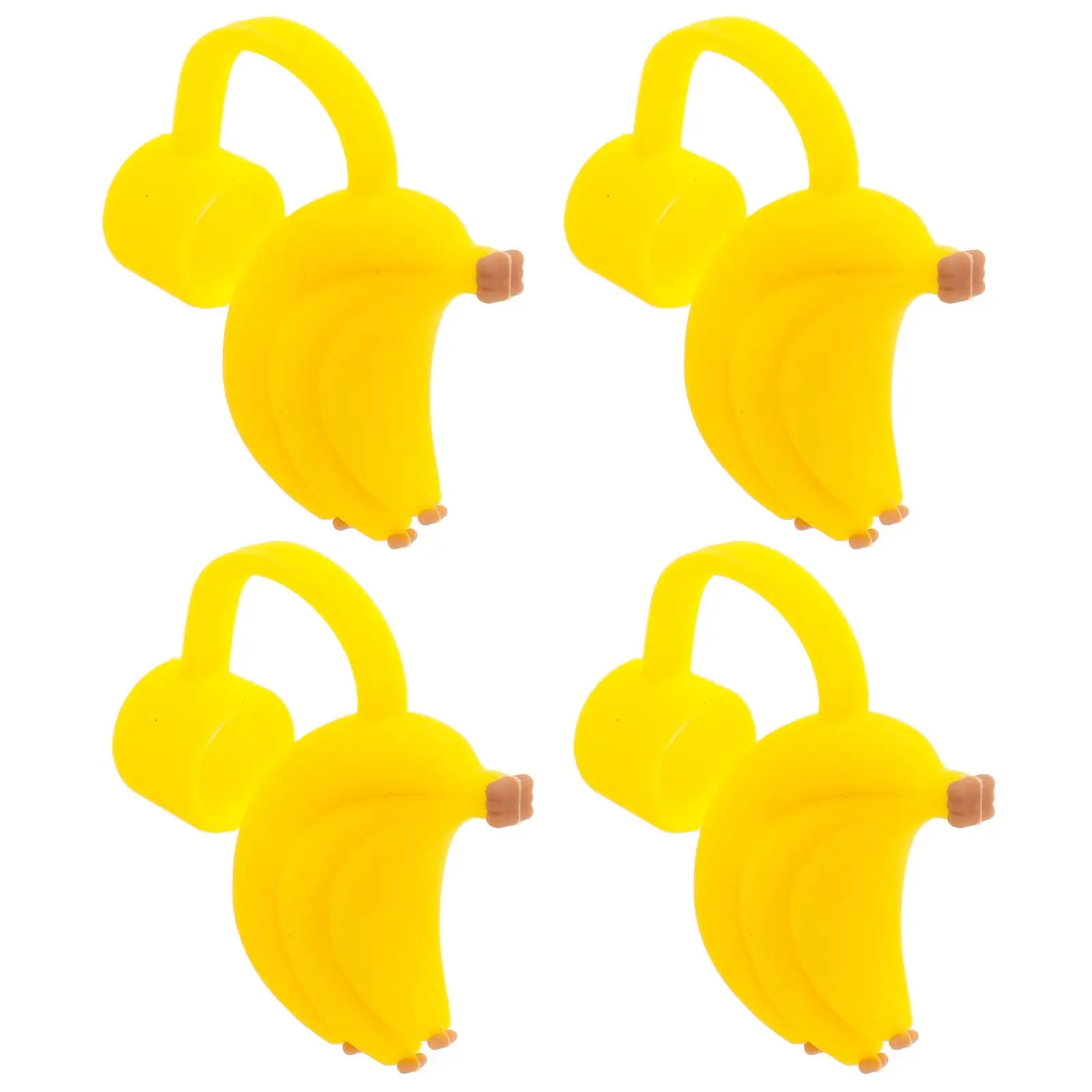 

4 Pcs Straw Cover Cute Banana Silicone Tips Tumbler Cup Reusable Drinking Accessories Water Bottle Cap Topper Fruit Straw