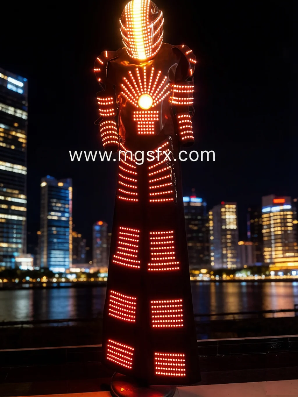 Hot LED Robot Stilt Walking Costume Electronic Music Party Show With Multiple Modes Full Color Pixel Hot LED Lighted Costume DJ