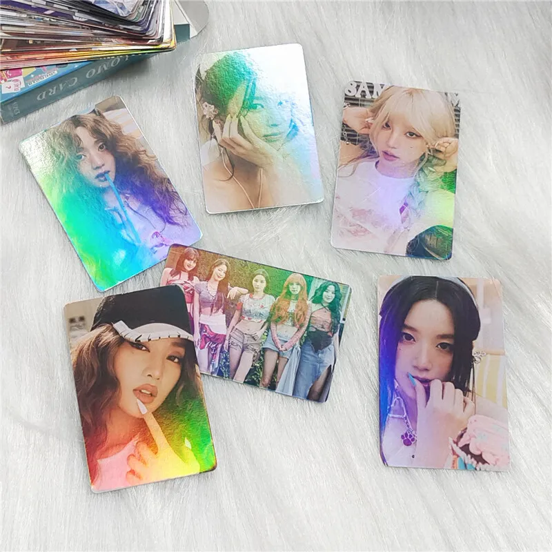 50PCS/Set GDLE Laser Small Card Album LOMO Card Cho Mi Yeon Photo Collector Card (G) I-DLE Postcard MIYEON Girl's Gift