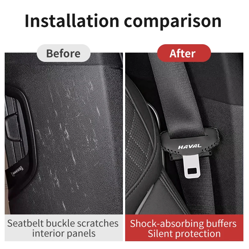 Car Seat Belt Buckle Clip Protector Leather Anti-Scratch Cover For Haval Great Wall Haval Jolion H1 H2 H3 H4 H5 H6 H7 H9 F5 F7