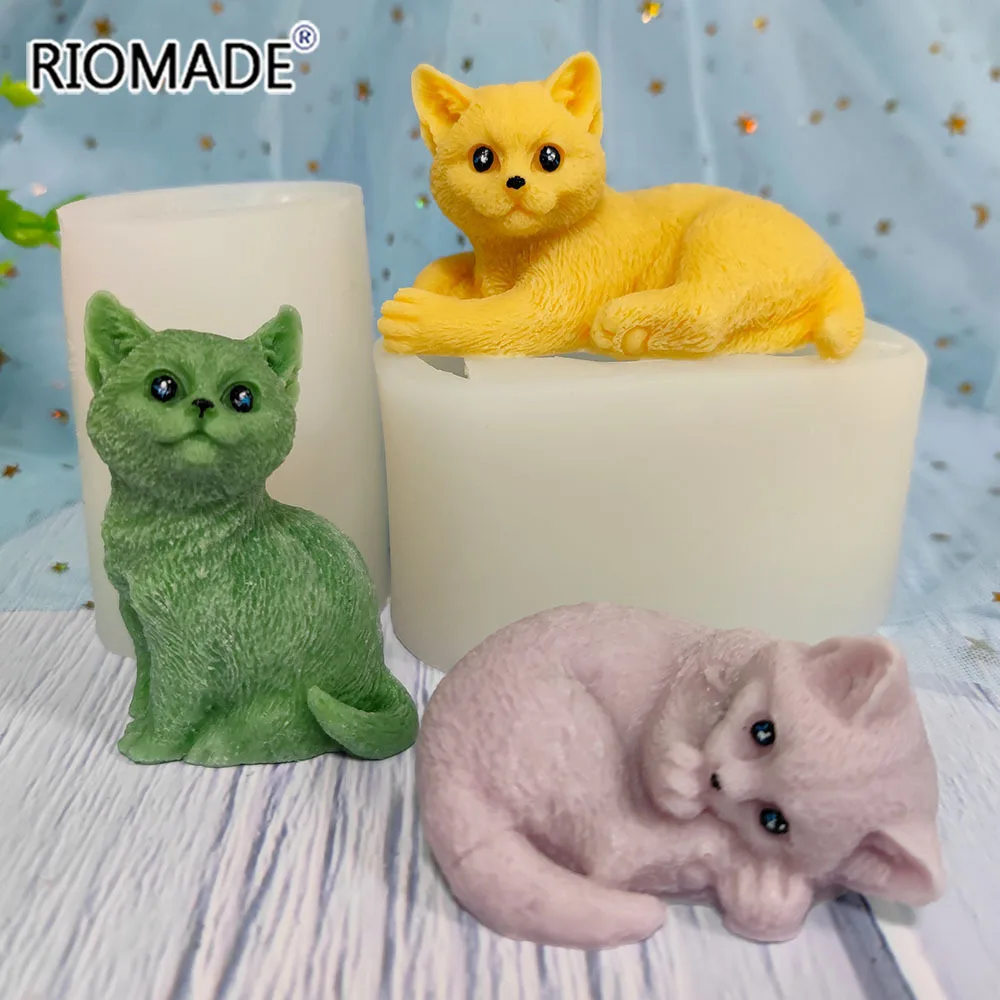 3D Cat Silicone Candle Mold Cute Kittens Styles DIY Handmade Crafts Making Wax Soap Aromatherapy Gypsum Epoxy Resin Mould