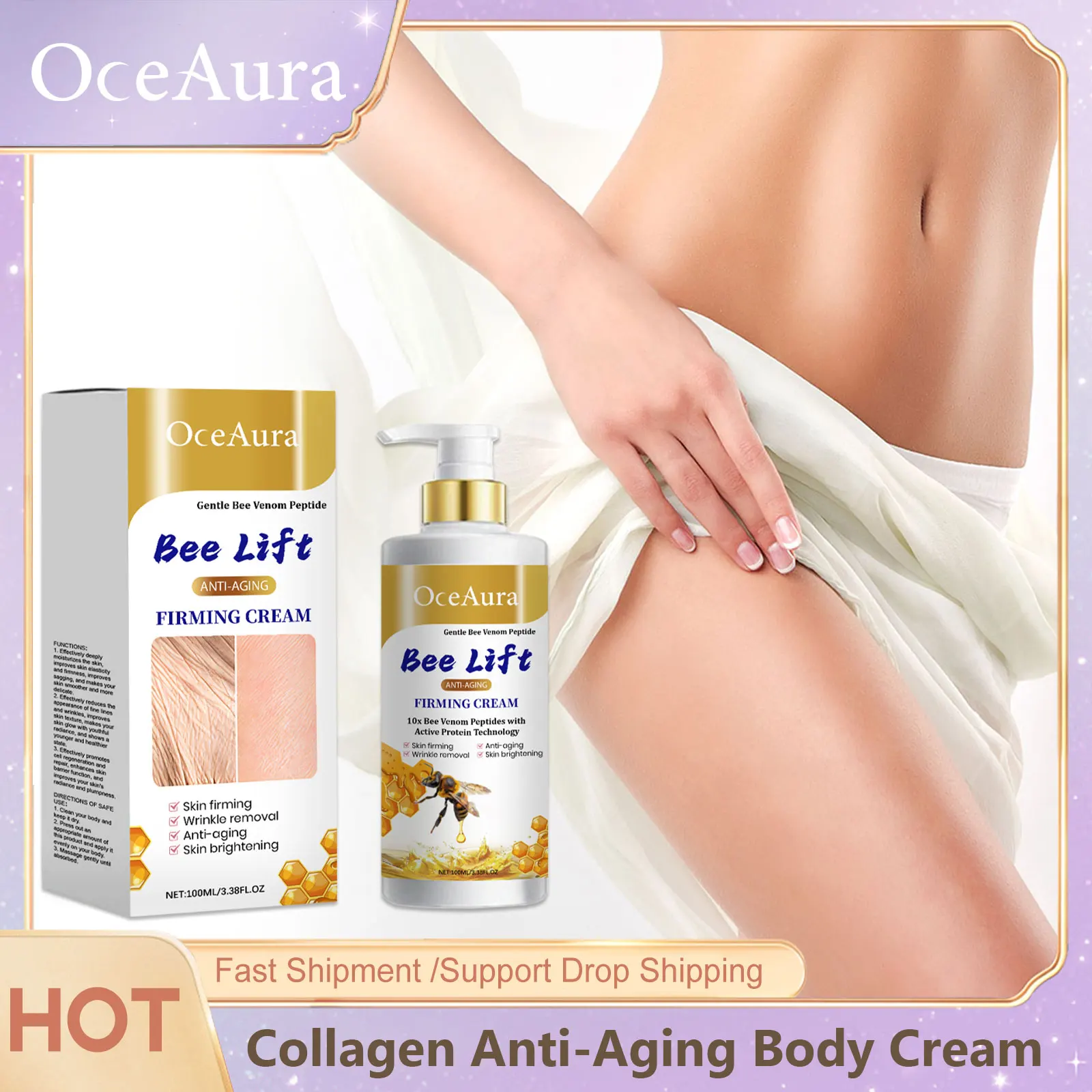 Collagen Anti-Aging Body Cream Bee Venom Wrinkle Removal Nourish Tighten Lift Reducing Fine Line Smooth Moisturizing Body Lotion