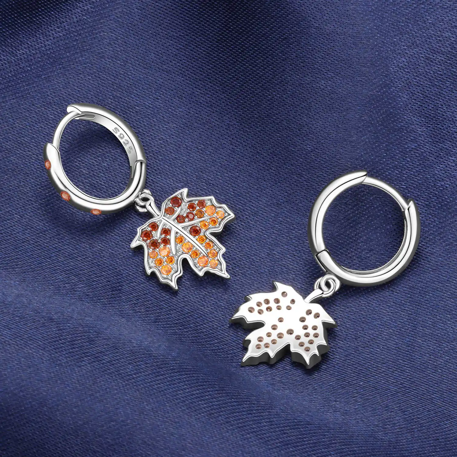CYCUFF 925 Sterling Silver Orange Maple Leaf Drop Earrings Women Earrings Charm Fashion Versatile Party Jewelry Gifts