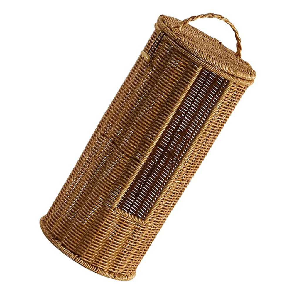 

Handwoven Storage Basket Round Cylindrical Decorative Hamper for Towels Toilet Paper Bathroom Hotel Home Storage Basket Plastic