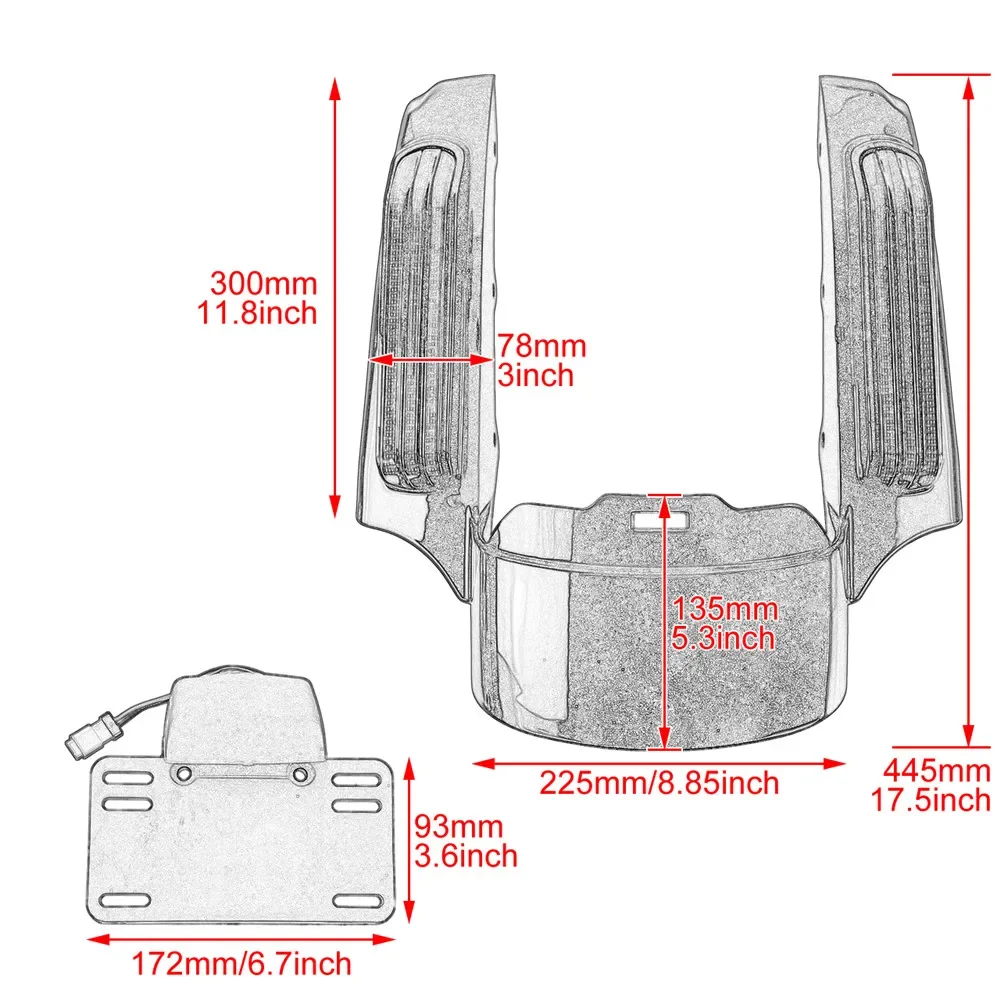 Motorcycle LED Light Rear Fender Fascia Set For Harley Touring Street Glide Electra Road Glide Road King 2009-2024 FLHTK FLHR