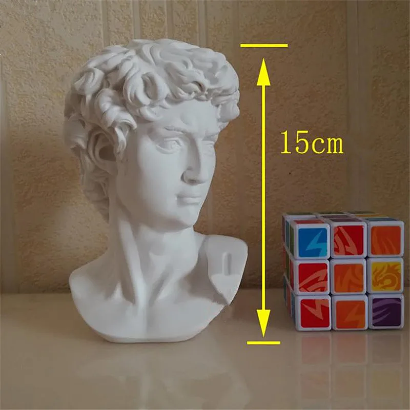 

15cm David Statue Head Portraits Mini Gypsum Michelangelo Home Decoration Resin Art Craft Sketch Practice Room Decor sculpture