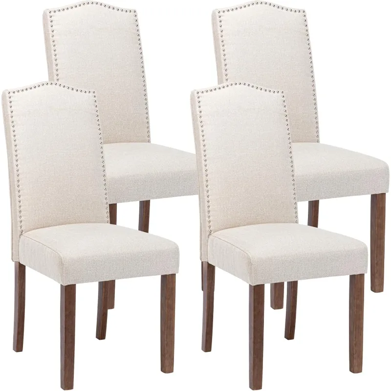 Versatile Usage Upholstered Parsons Dining Chair with Nailhead Trim and Sturdy Solid Wood Legs, Suitable for Wedding, Conference