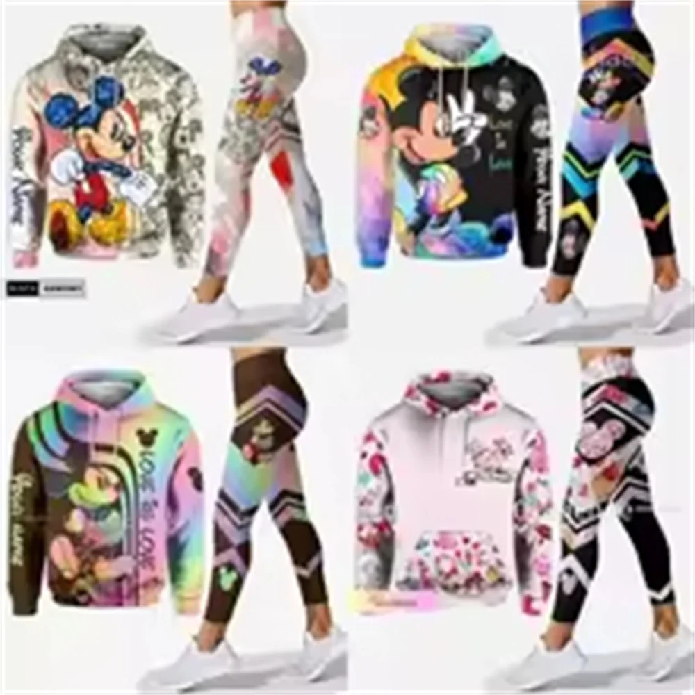 Ensemble sweat à capuche et pantalon de yoga Disney pour femme, caleçon de sport, sweat à capuche à la mode, streetwear, Y2K, no