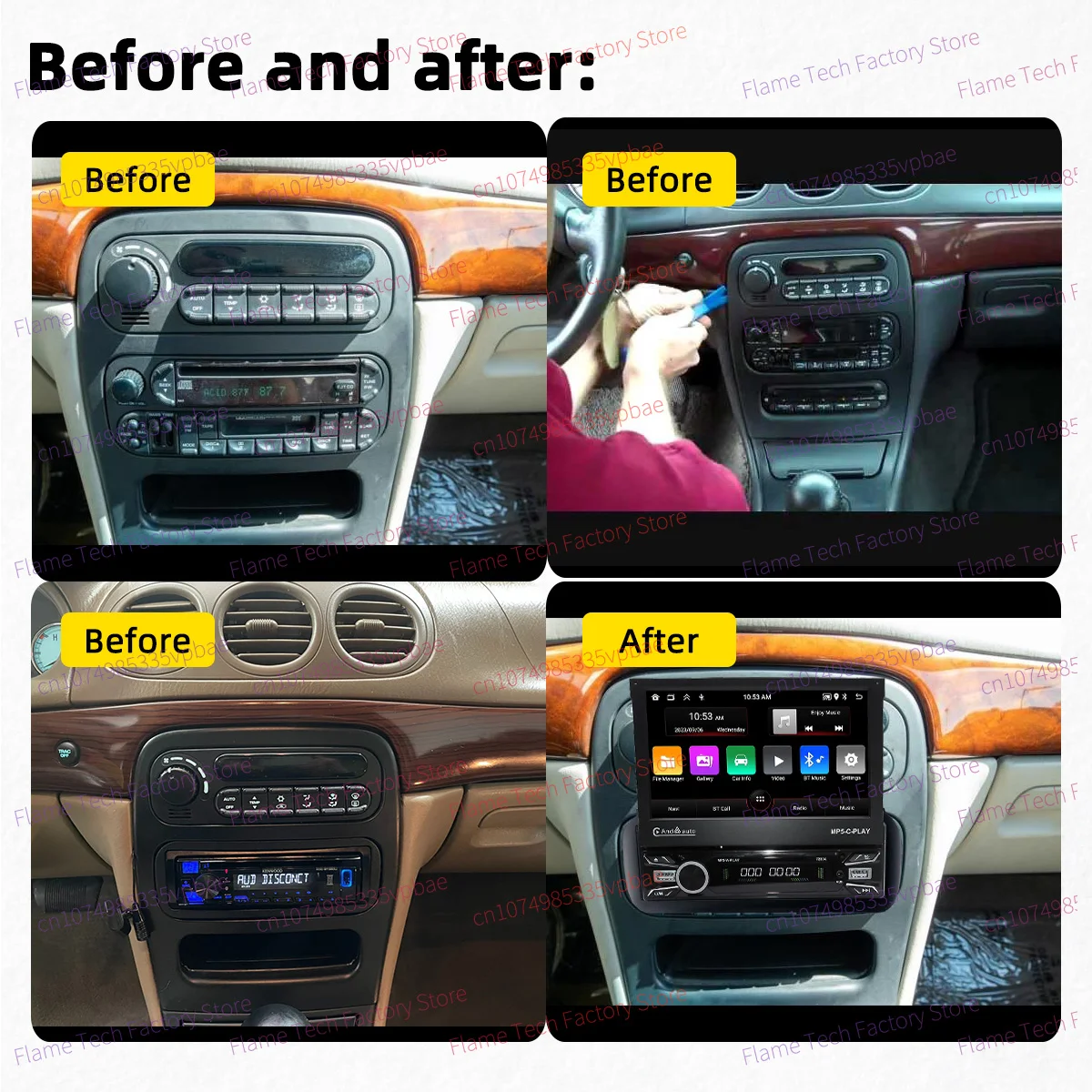 Car Radio for Chrysler 300M 1999-2004 Multimedia Android 1Din Screen 7