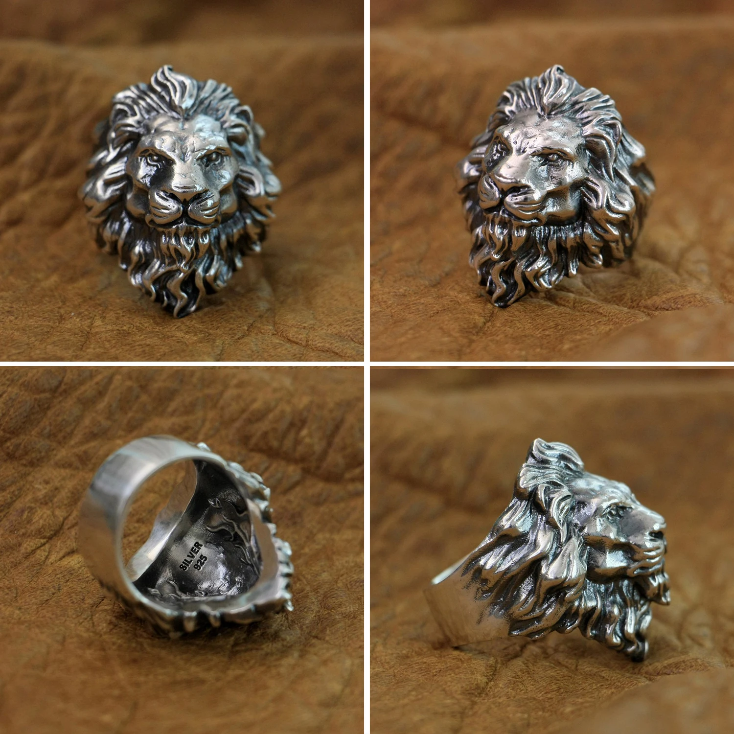 925 Sterling Silver Huge King of Lion Ring Mens Biker Punk Ring TA128 US Size 7~15 BZ