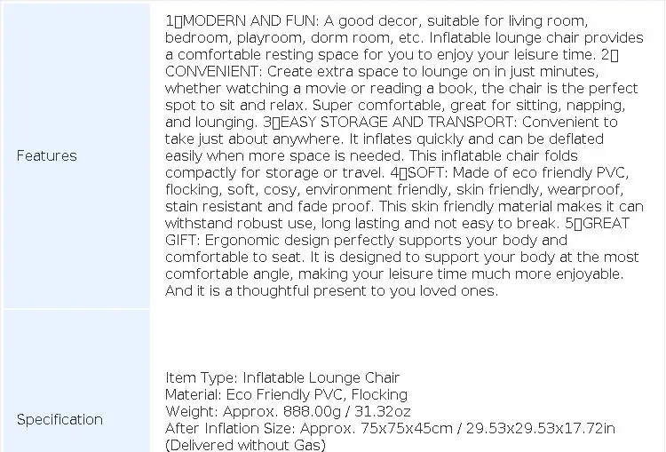 ZK20 Inflatable Lounge Chair Portable Sofa Couch for Living Room Bedroom Balcony Reading Room Gray