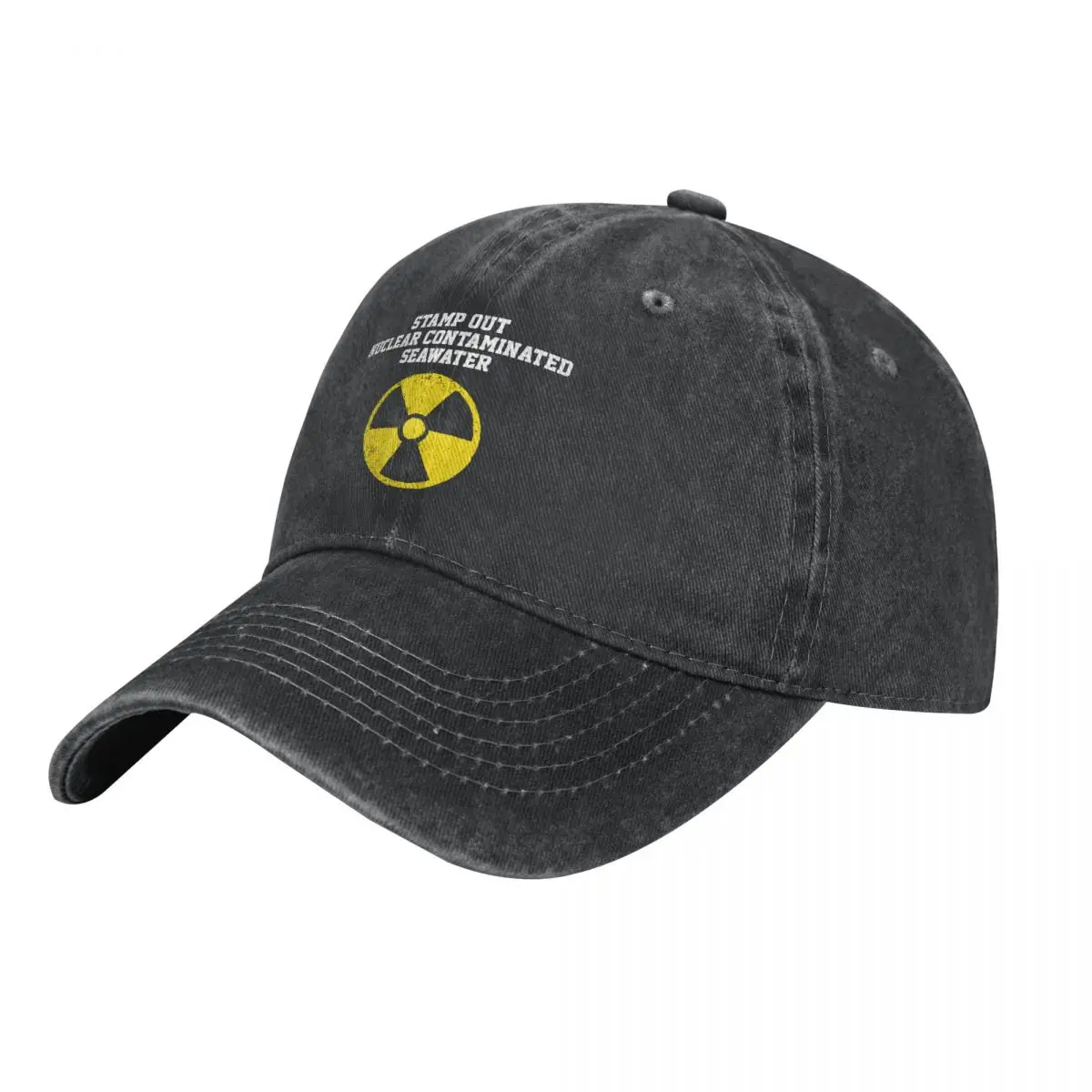 

Unisex Adult Stamp Out Japan Nuclear Contaminated Seawater Charcoal Washed Denim Baseball Cap Men Vintage Cotton Dad Trucker Hat
