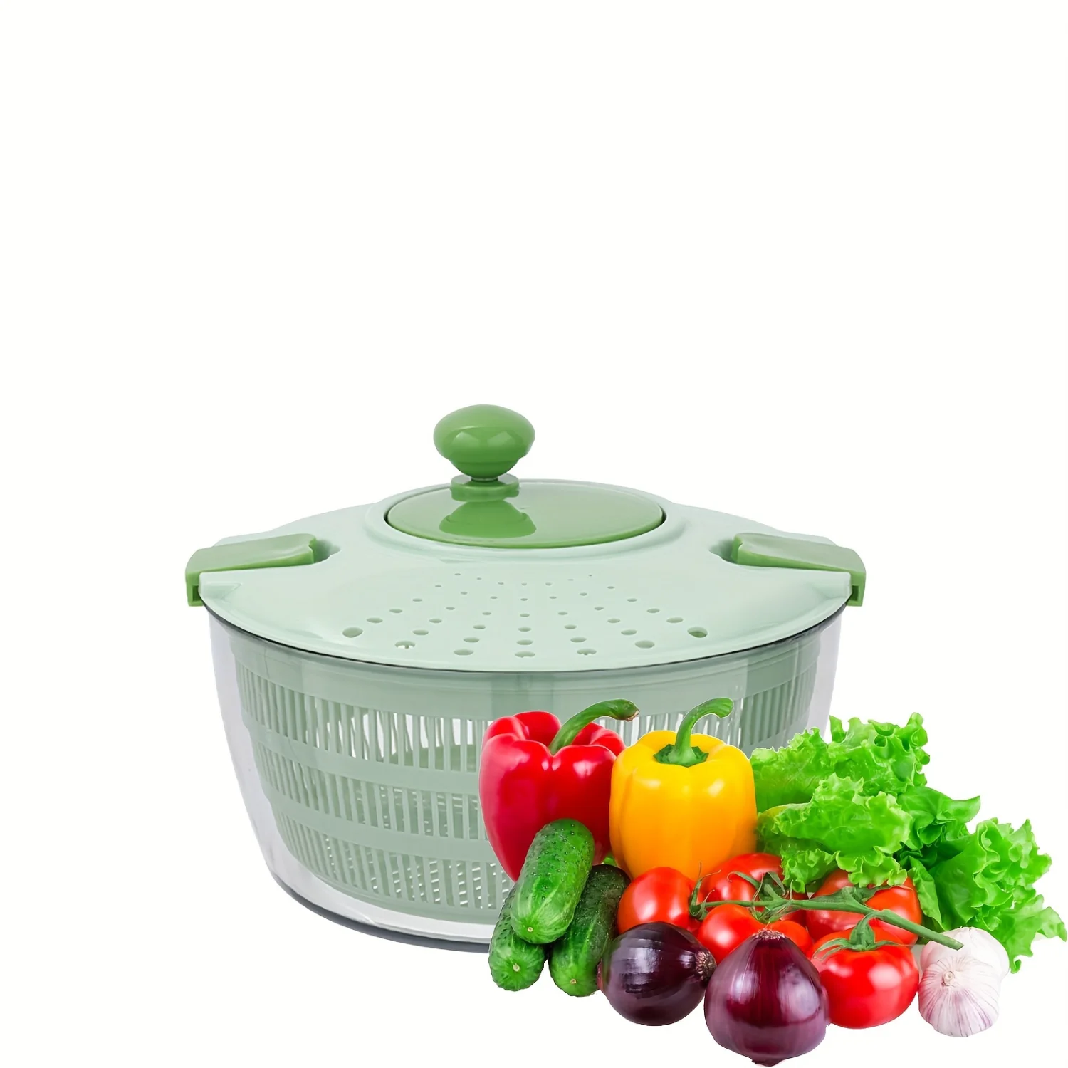 

Vegetable and Fruit Dryer Basket - Quickly Dries and Spins for Freshness, Gentle Washing, and Easy Draining - Essential Kitchen