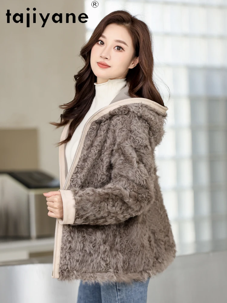 TAJIYANE Naturale Xiaohu Lana Cappotto di Pelliccia di Pecora per Le Donne Chic Reversibile Capispalla Cappotti Caldi 2025 Nuova Donna Abbigliamento fourrure