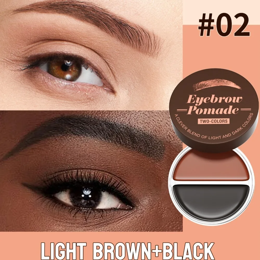 كريم صبغ الحواجب المقاوم للماء يدوم طويلاً مع فرشاة قابلة للطي كريم حواجب بلونين مقاوم للعرق طقم تظليل مكياج أسود