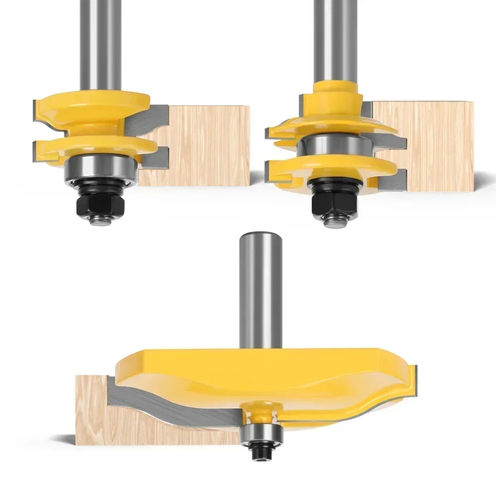 3pcs set 12MM 1/2" Shank Rail & Stile Ogee Blade Cutter Panel Raised Cabinet Router Bit Set Door Tenon Woodworking Tools