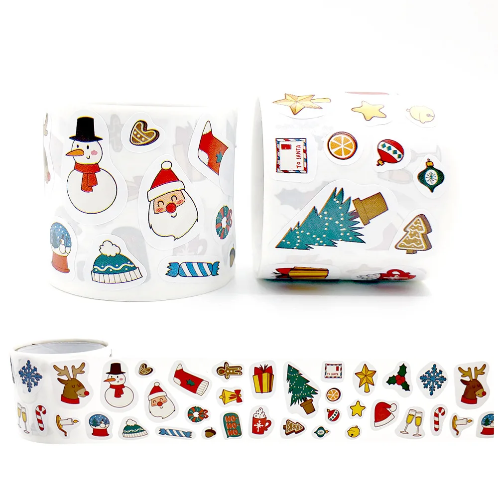 New 300pcs Cartoon Christmas-themed gift stickers reward Encourage DIY Creative children toy Self-adhesive label