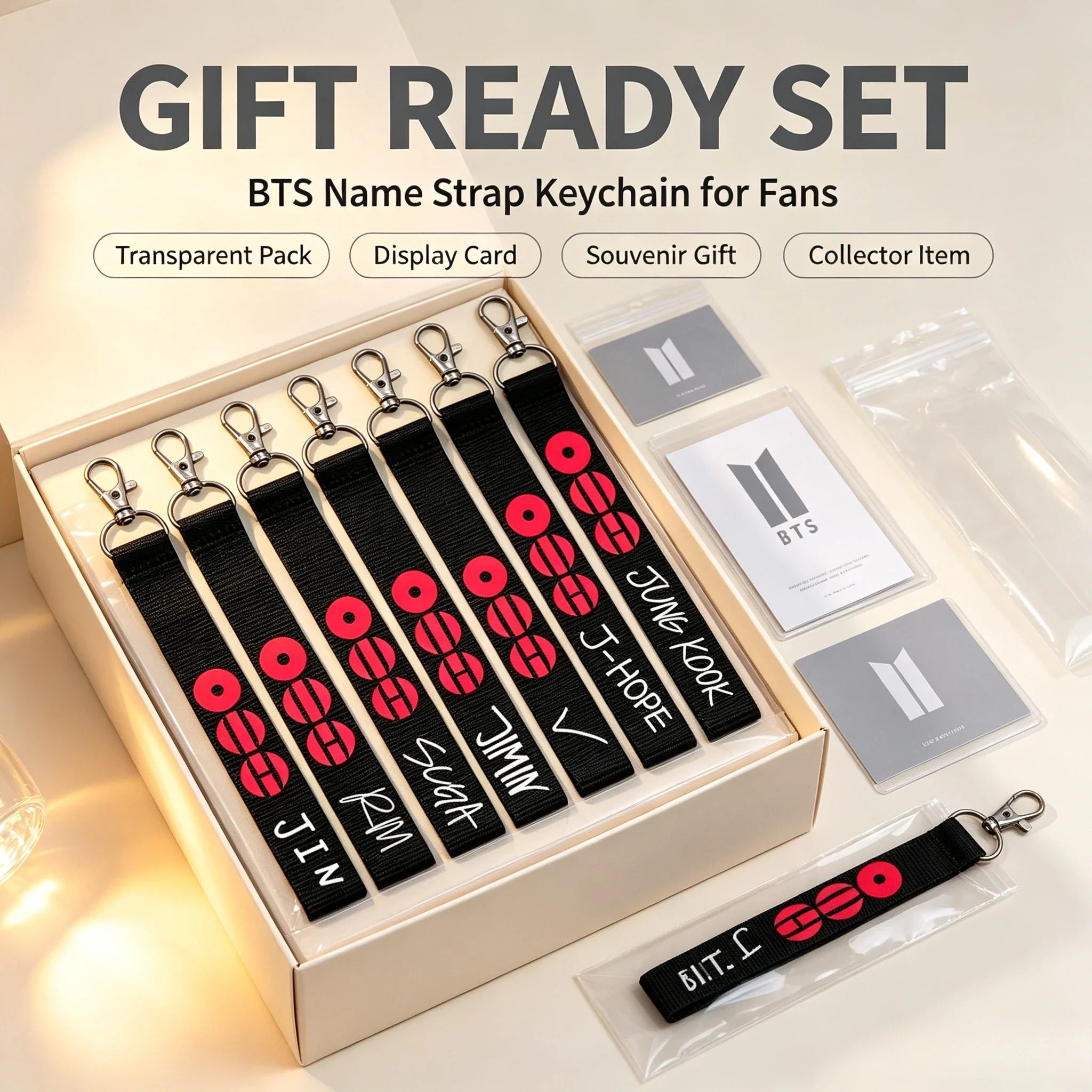 2026 New 7 Styles BTS Name Strap Keychain K-pop Idol Jin RM Suga Jimin V J-Hope Jungkook Lanyard Bag Charm Fans Gift view 3
