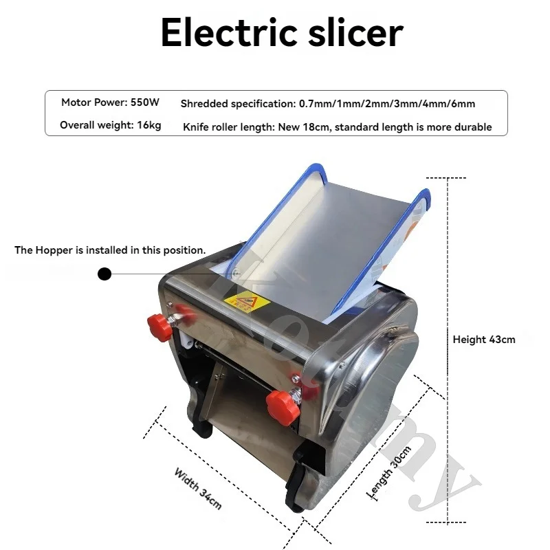 Commercial Electric Food Shredding Processing Tabletop Small Dry Red Chili Shredder Machine 0.75/1/2/3/4/6mm