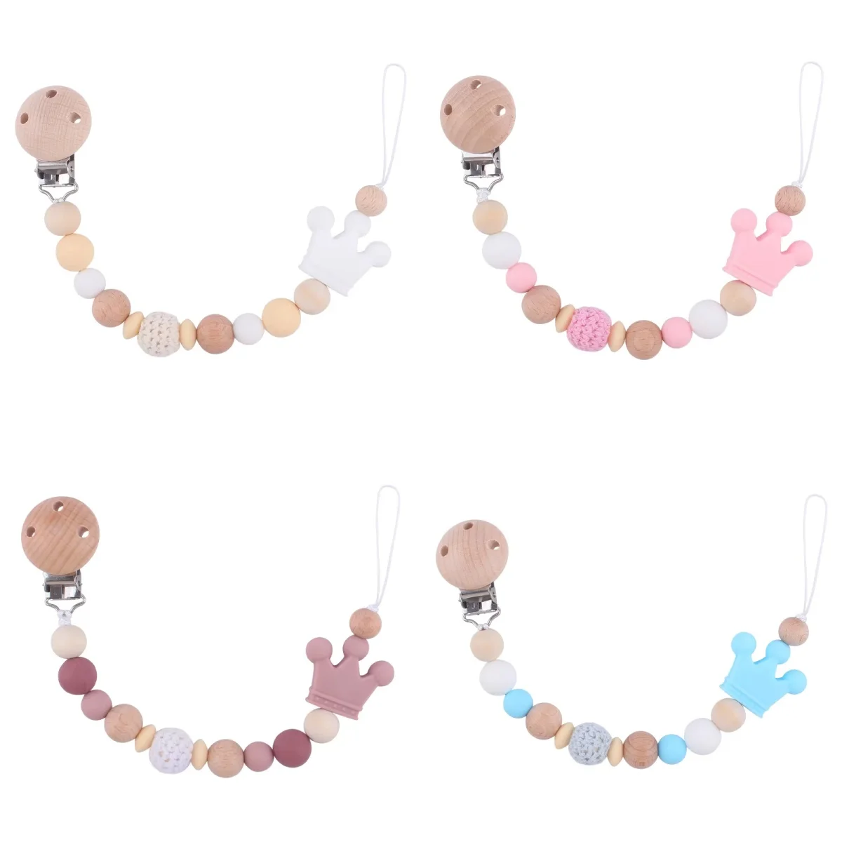 

Baby Soother Nipple Clip with Silicone Beads Infant Dummy Holder Strap Pacifier Chain Chew Toy Teether BPA Free for Teething Bab