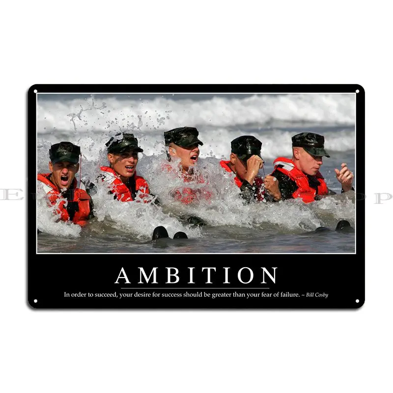 Ambition Motivational Metal Plaque Poster Garage Party Cinema Customized Mural Tin Sign Poster