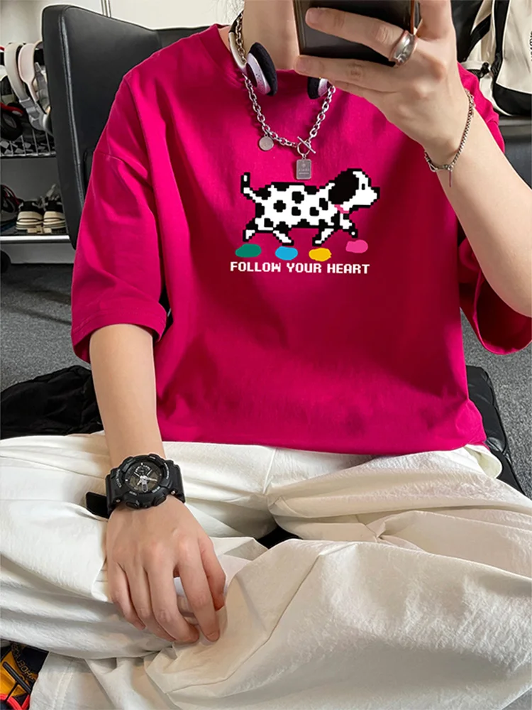 

Heavyweight Double-Sided Pure Cotton ort-Sve T-irt Men's Summer 2024 Trendy Loose Youthful f-Sve Faionable Bre...