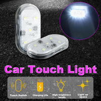 1pc Car LED Light Interior Lighting Atmosphere Lamp for Armrest Box Trunk Switch Touch Control Wireless Mini LED Foot Lights